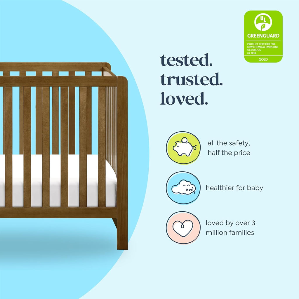 Colby 4-in-1 Low-Profile Convertible Crib in Walnut, Greenguard Gold Certified