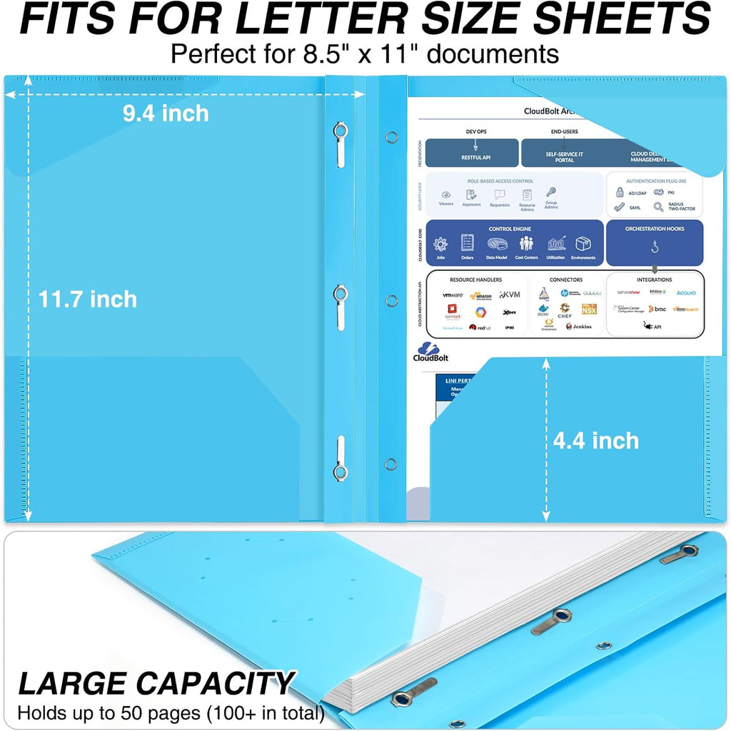 6 Pack Folders with Pockets and Prongs, Folders with Writable Label