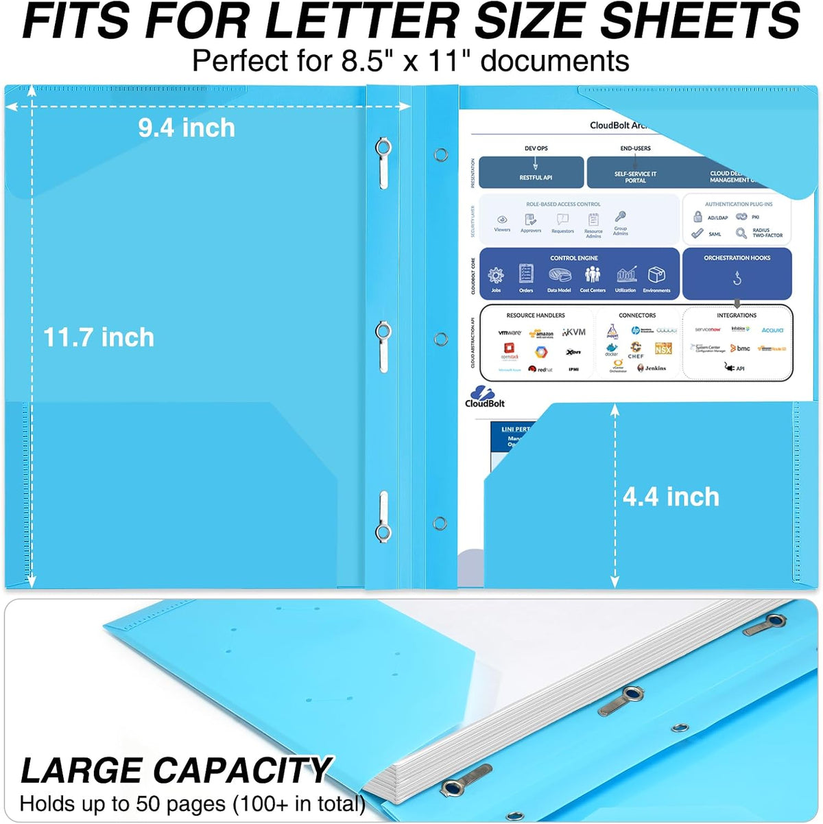 6 Pack Folders with Pockets and Prongs, Folders with Writable Label