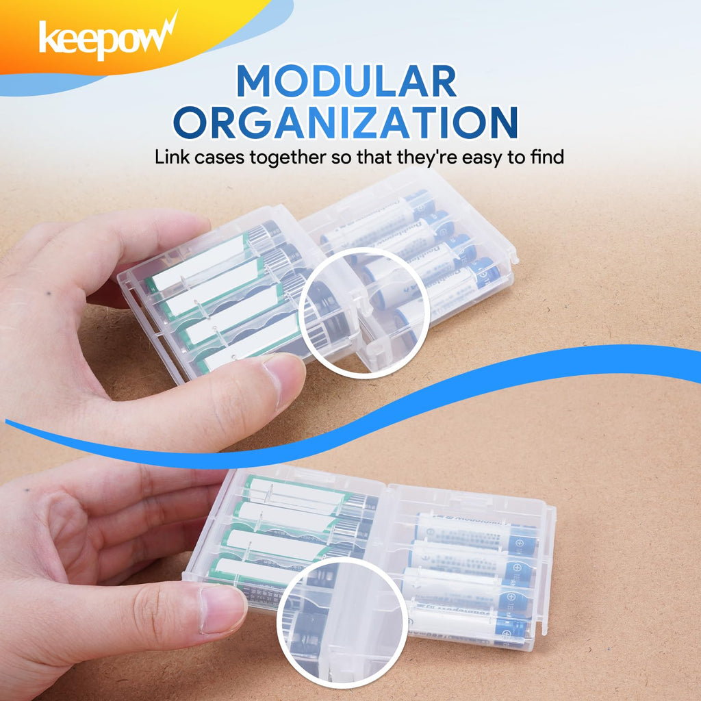 4 Pcs AA/AAA Battery Storage Case Holder Box, Clear Color