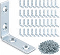 40 Pack L Bracket Corner Braces, 1.5 Inch Zinc Plated Steel Right Angle Brackets for Wood Shelves, Cabinets & Chairs