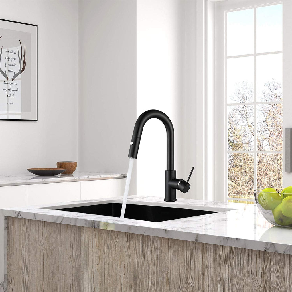 AS59MBS Matte Black Bar Faucet or Prep Kitchen Sink Faucet with Pull Down Sprayer and Single Handle