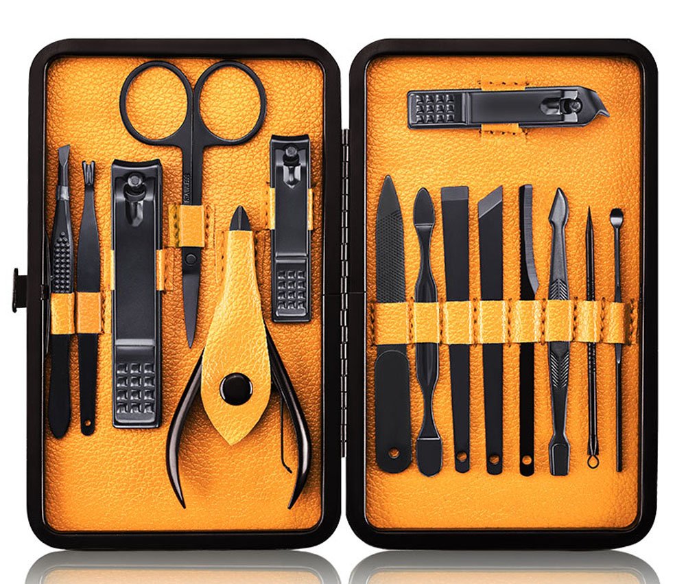 Professional Stainless Steel Nail Clipper Travel & Grooming Kit Nail Tools Manicure & Pedicure Set of 15pcs with