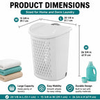 Rolling Laundry Hamper with Wheels & Handle, Plastic Basket with Lid,2-Pack