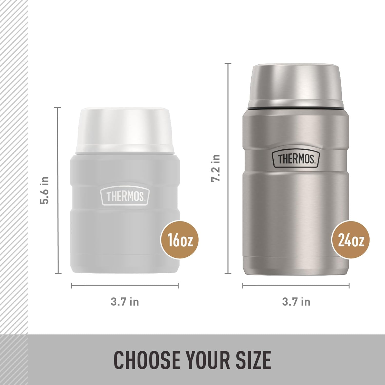 Stainless King Food Jar with Bowl, 24oz, Matte Steel | Stainless Steel Insulated Food Container with Built-In Bowl