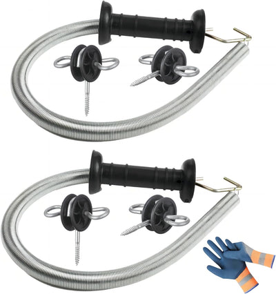 2 Set Electric Fence Spring Gate Kit 16.4ft | Open/close gate without power off. High tensile galvanized spring