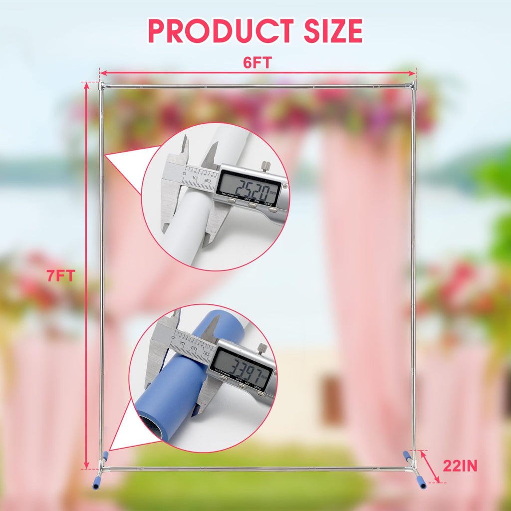 Wedding Arch,7 x 6 FT Metal Arch Backdrop Stand with Support Feet Base,Square Arched Frame for Birthday Party