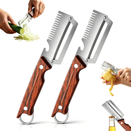 Multifunctional Vegetable Peeler, 2026 New 3-1 Stainless Steel Peeler with Wooden Handle & Bottle Opener, Kitchen