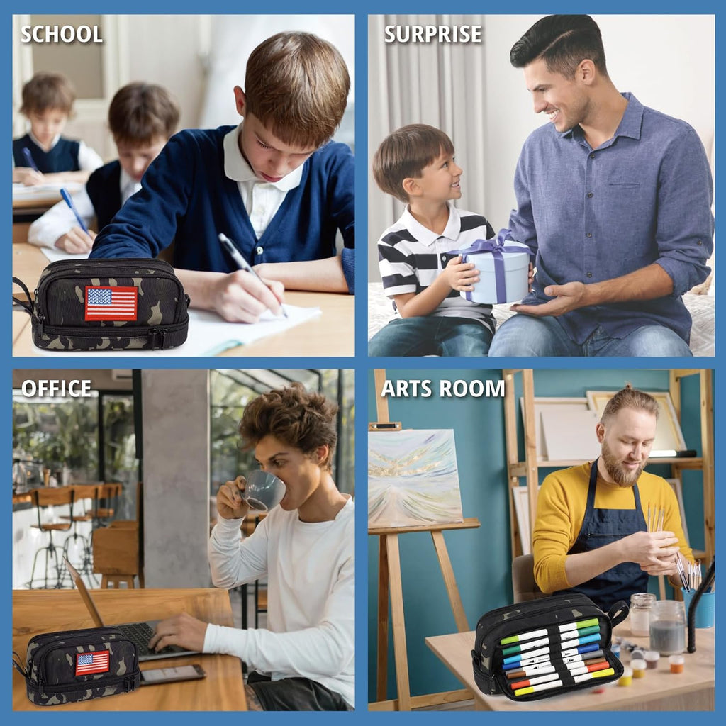 Tactical 4 Compartments Pencil Case for Boy, Large Pen Pouch Bag for School | Tactical Large Capacity Pen Box, 900D