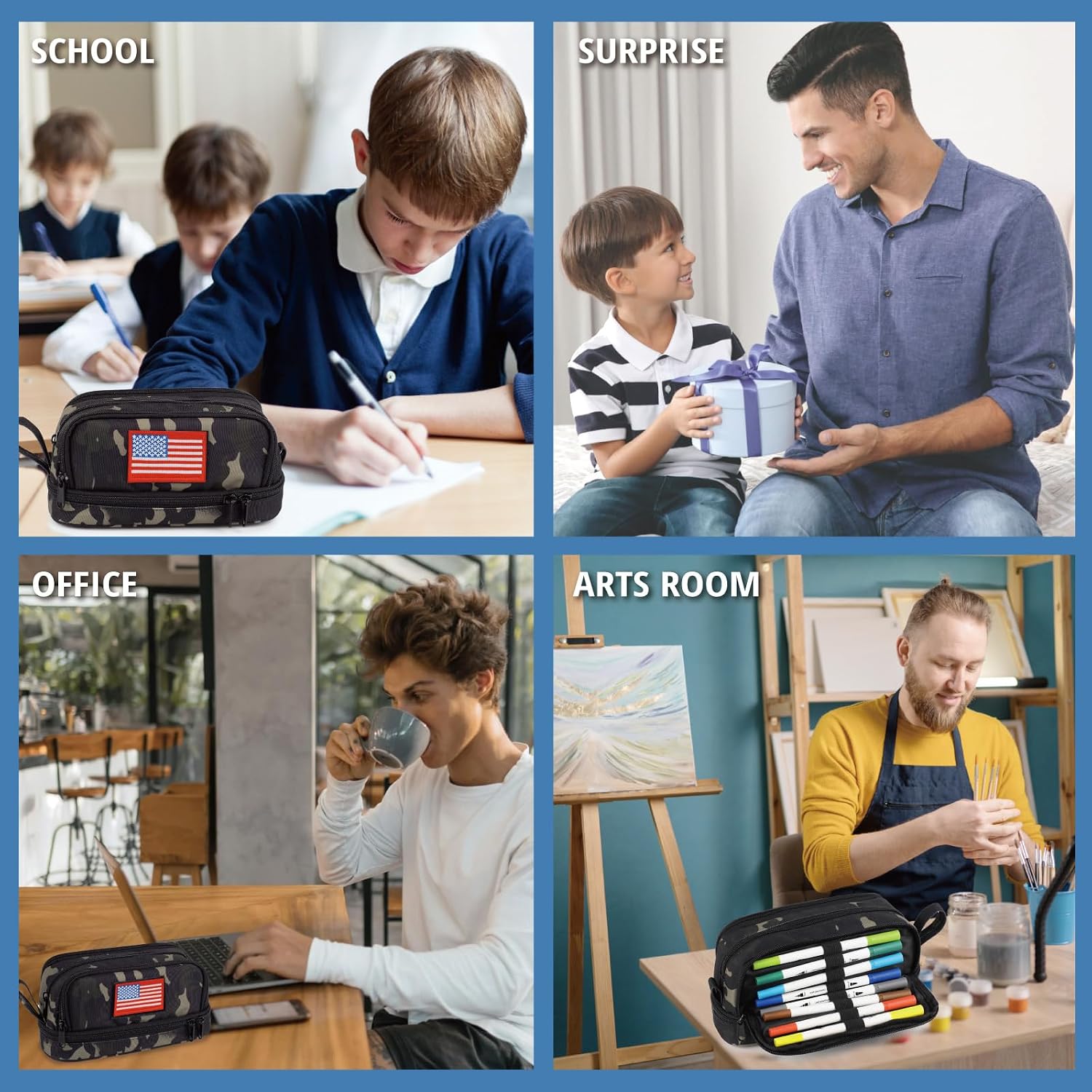 Tactical 4 Compartments Pencil Case for Boy, Large Pen Pouch Bag for School | Tactical Large Capacity Pen Box, 900D