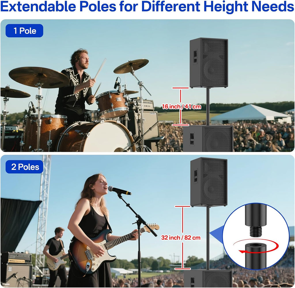 16 Inch Extended M20 Speaker Pole Mount for PA/DJ Subwoofes - Heavy-Duty Speaker Poles for Subwoofers Fits Speakers