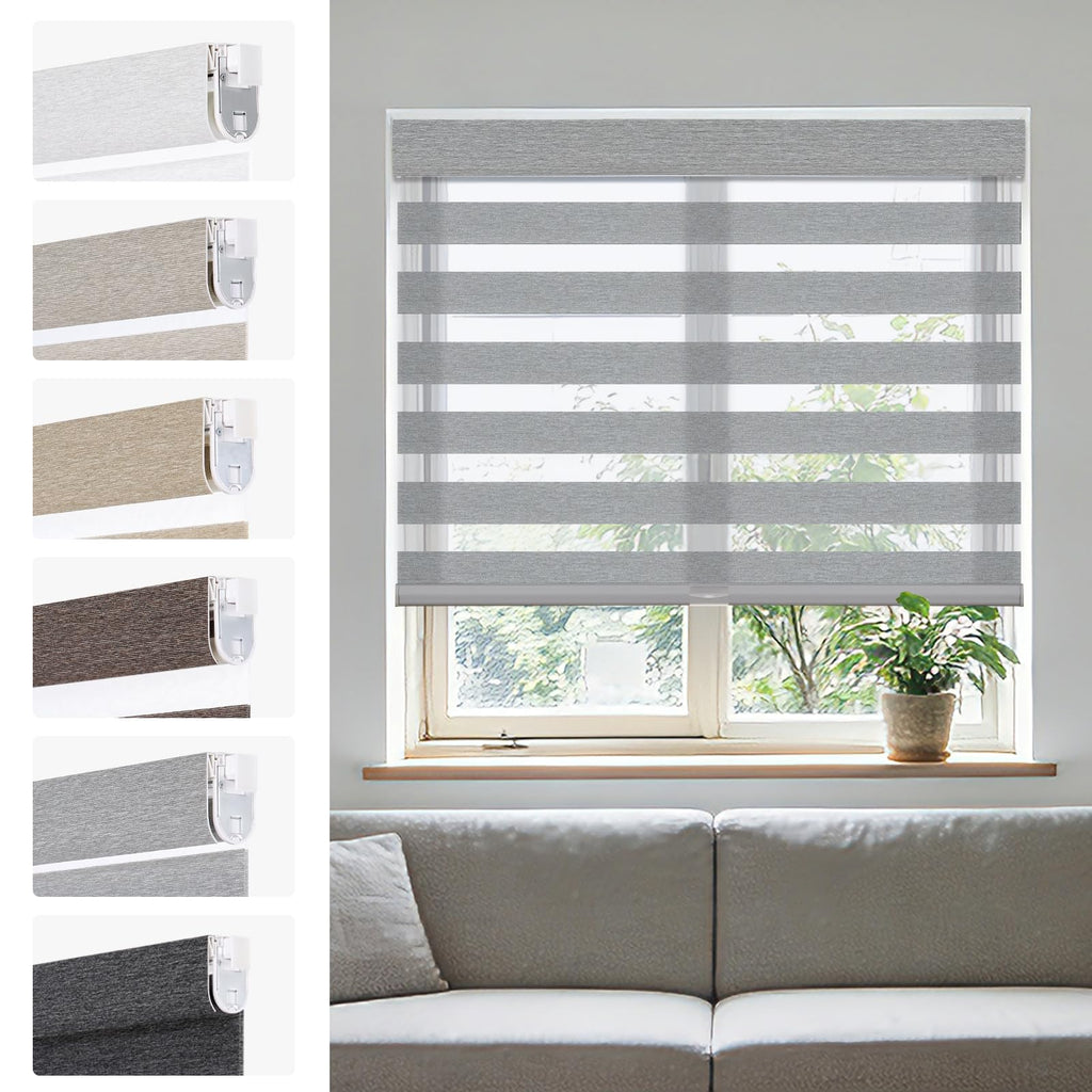 No Drill Zebra Blind Light Filtering Pattern Light Grey43 wx36 h