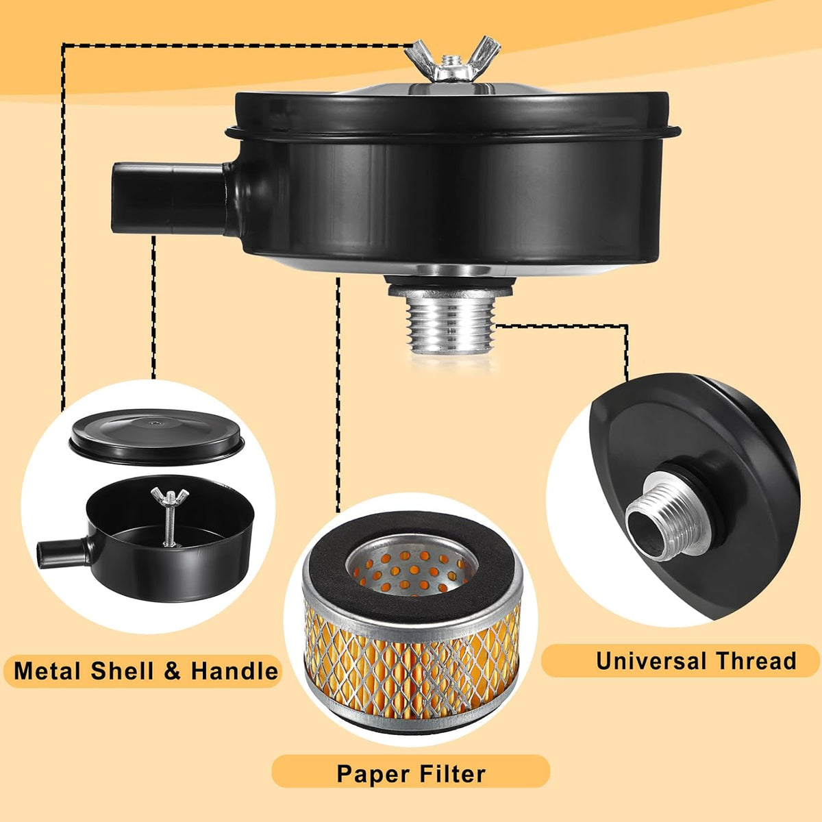 OwnMy 2 Set Air Compressor Silencer with 6 Air Compressor Intake Filters