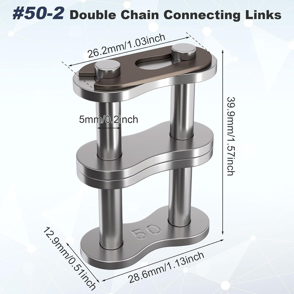 3pcs #50-2 Double Strand Roller Chain Connecting Link