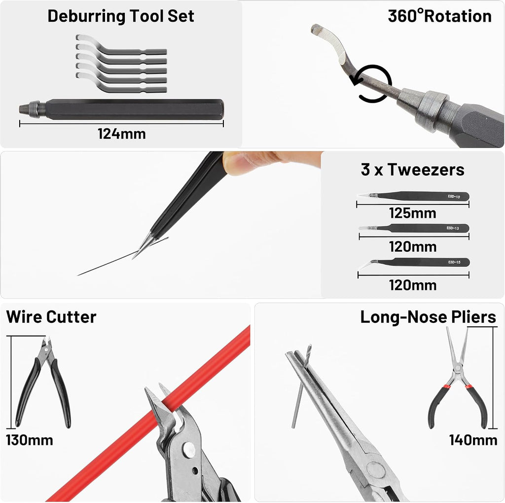 3D Printing Tool Set, 58Pcs 3D Printer Accessories with Deburring Tools, Removal Scrapers, Blades, Pliers, Wrenches