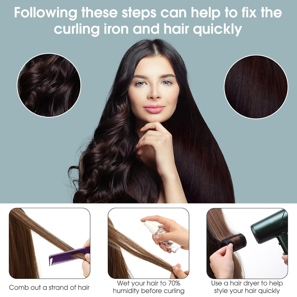 65Pcs Hair Rollers with Clips for Women,Black