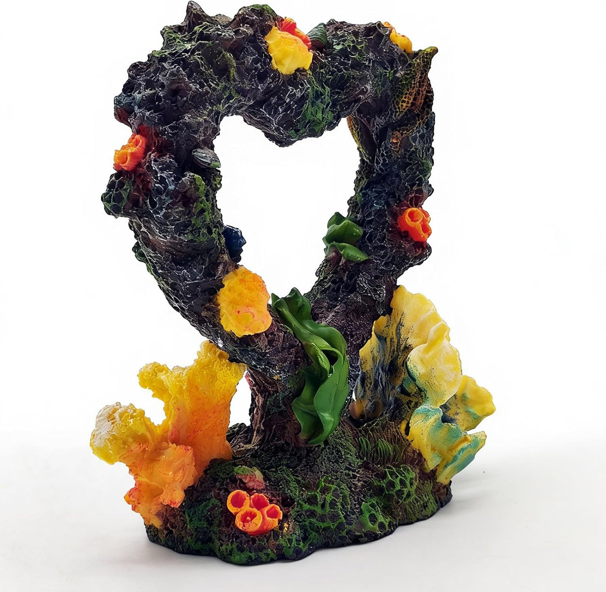 Heart Shaped Aquarium Coral Ornament, Resin Fish Tank Decoration