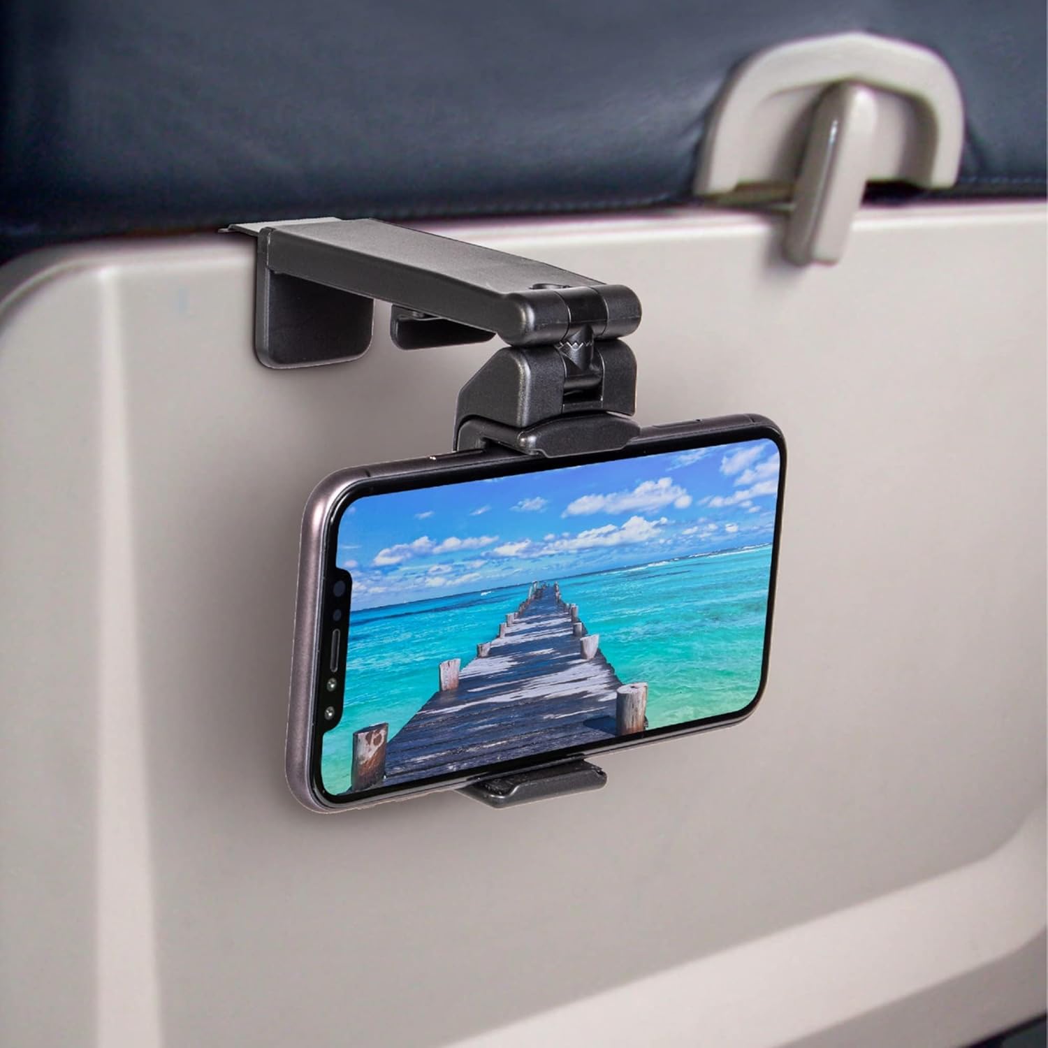 Universal in Flight Airplane Phone Holder Mount. Hands Free Viewing with Multi-Directional Dual 360 Degree Rotation.