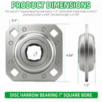 FD208R1 Disc Harrow Flange Bearing 1" Square Bore, 4-Bolt