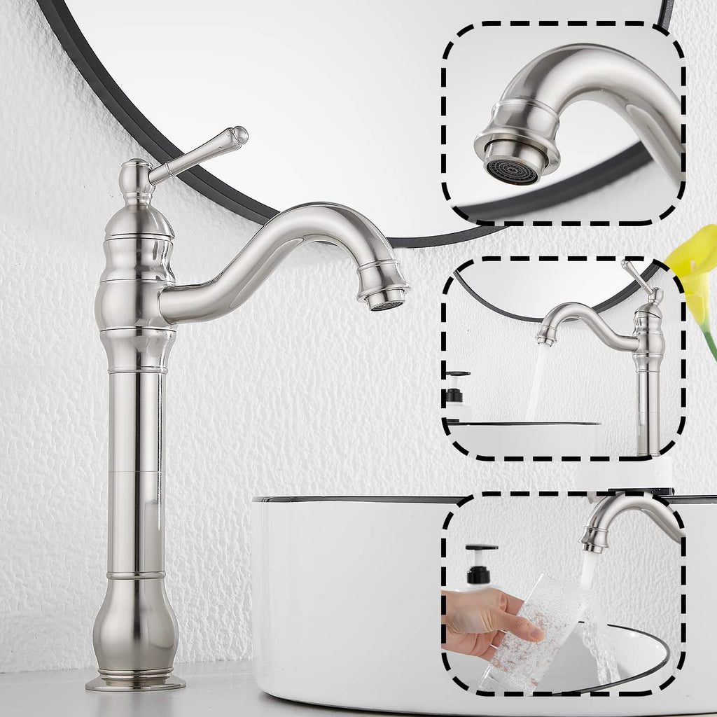 Bathroom Vessel Sink Faucet, Brushed Nickel