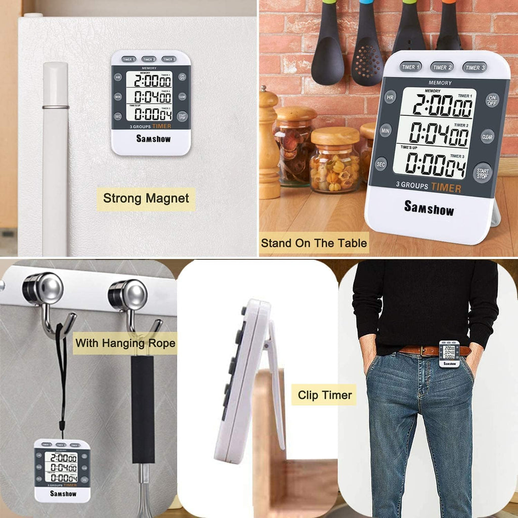 Digital Kitchen Timer, 3 Channels