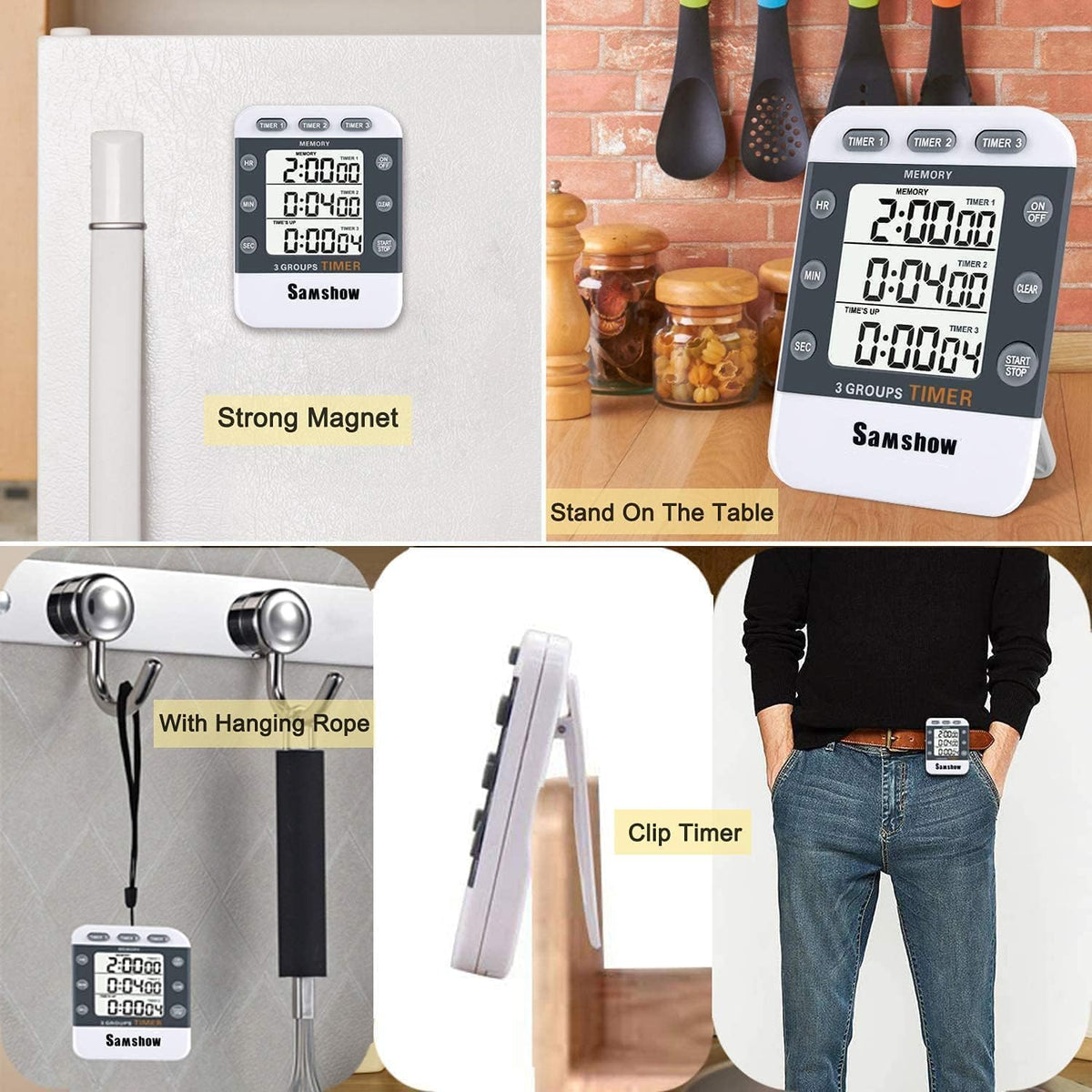 Digital Kitchen Timer, 3 Channels