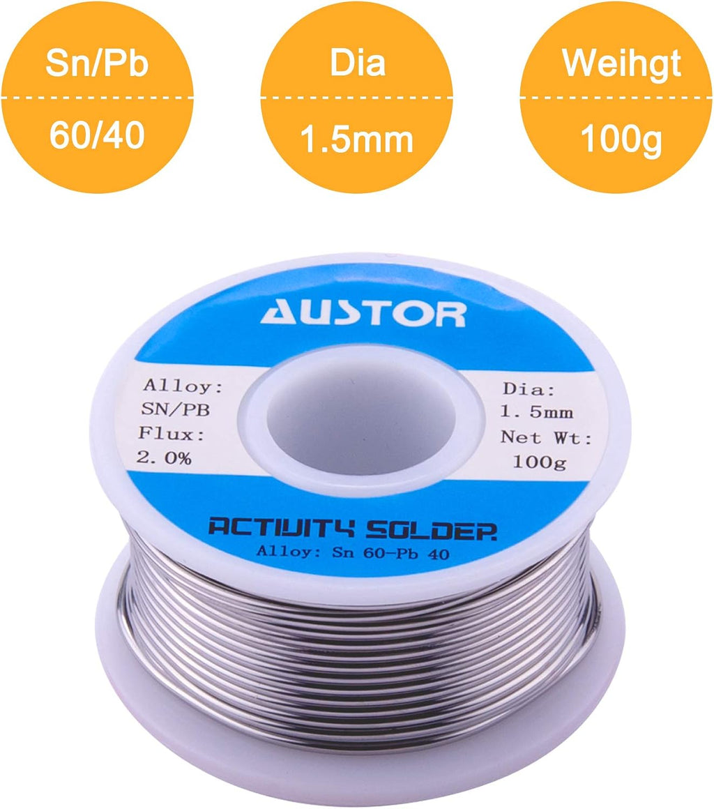 AUSTOR 60-40 Tin Lead Rosin Core Solder Wire for Electrical Soldering