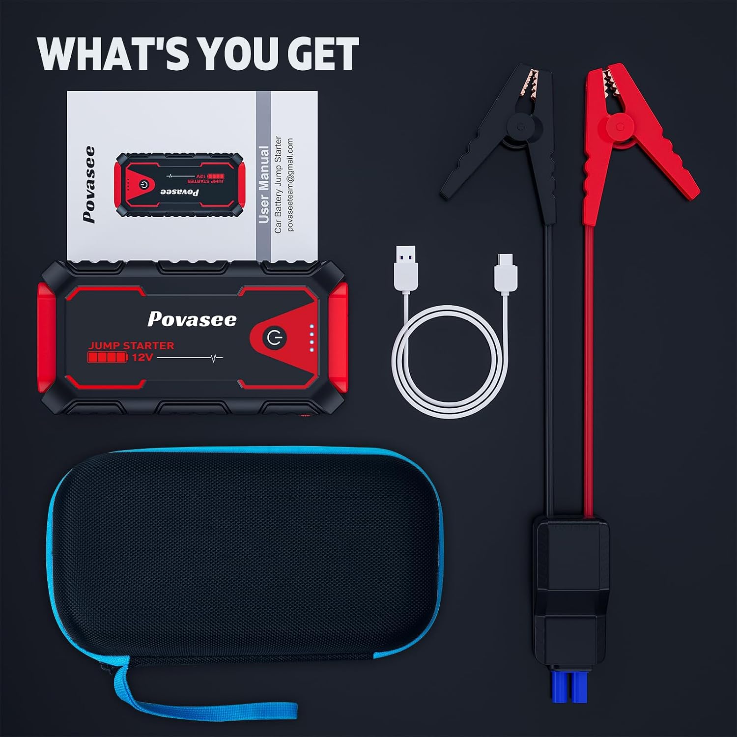 Jump Starter 5000A Car Jumper Starter, Model A30 12V Jump Box for Car Battery up to 10L Gas or 8L Diesel Engine