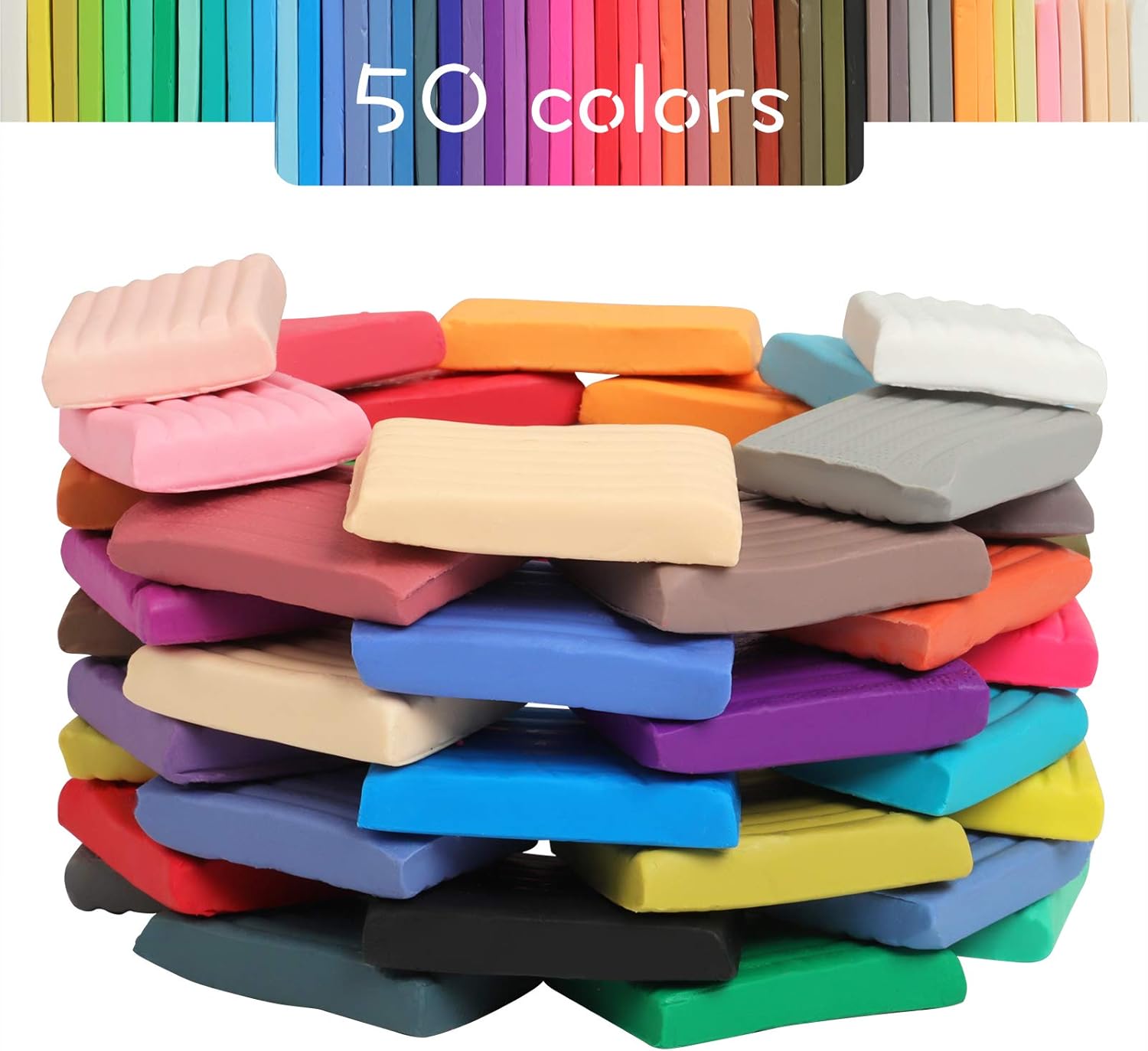 Polymer Clay Kit 50 Colors, Oven Bake Modeling Clay for Kids | DIY Starter Kit, 20 Sculpting Tools & Accessory, Easy