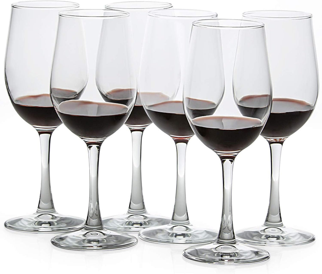 12 Ounce - Set of 6, All-Purpose Classic Durable Red/White Wine Glasses
