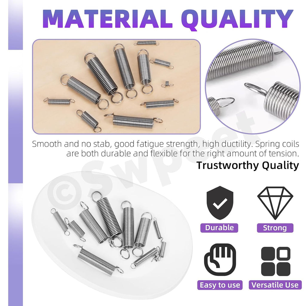 150Pcs 15 Different Sizes Stainless Steel Extension Spring with a Dual Hook Assortment Kit, Mechanical Extension
