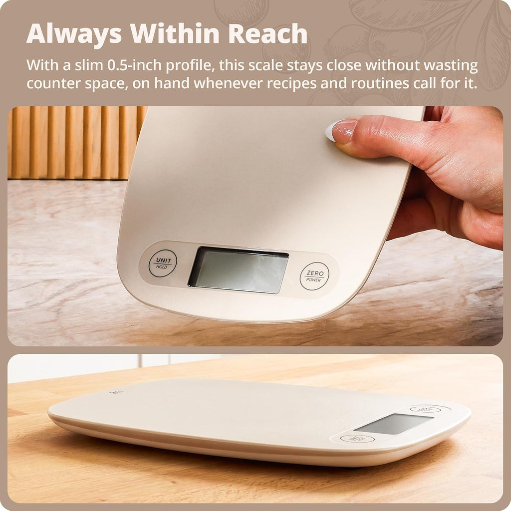 Food Scale, Slim & Compact Build, 1g Precision (Birch White)