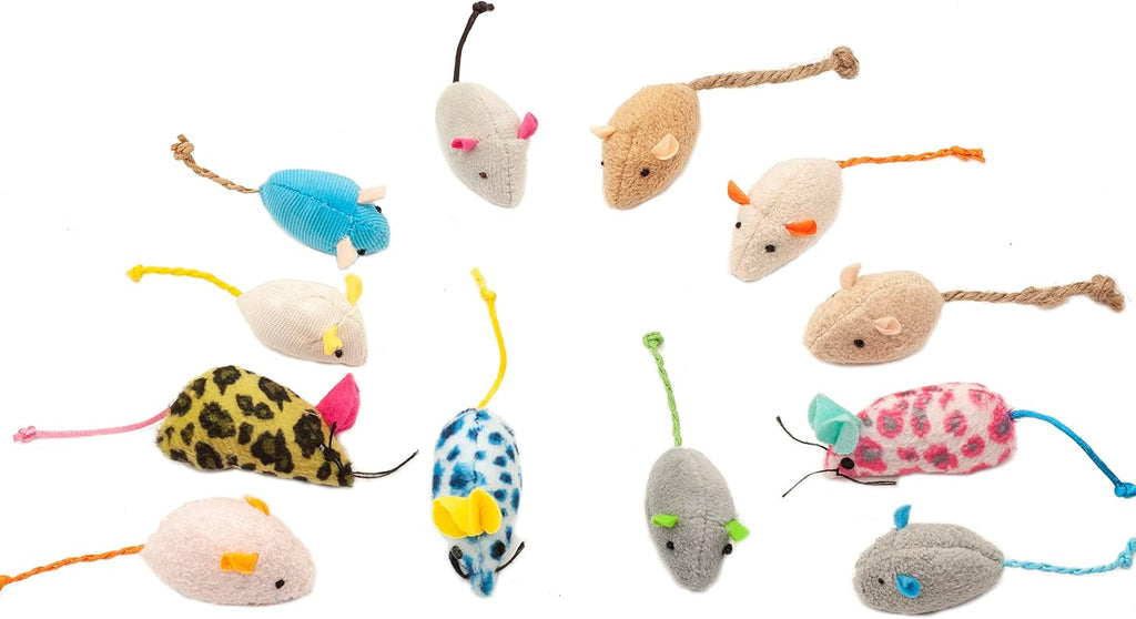 Mouse Cat Toys Soft Plush Catnip Mice Assorted Style Variety Pack 32 Count