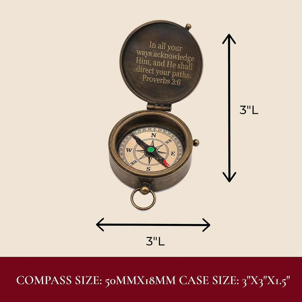 Baptism Gifts for Boys - Engraved Working Handmade Compass with Scripture - Religious, Christian, Catholic