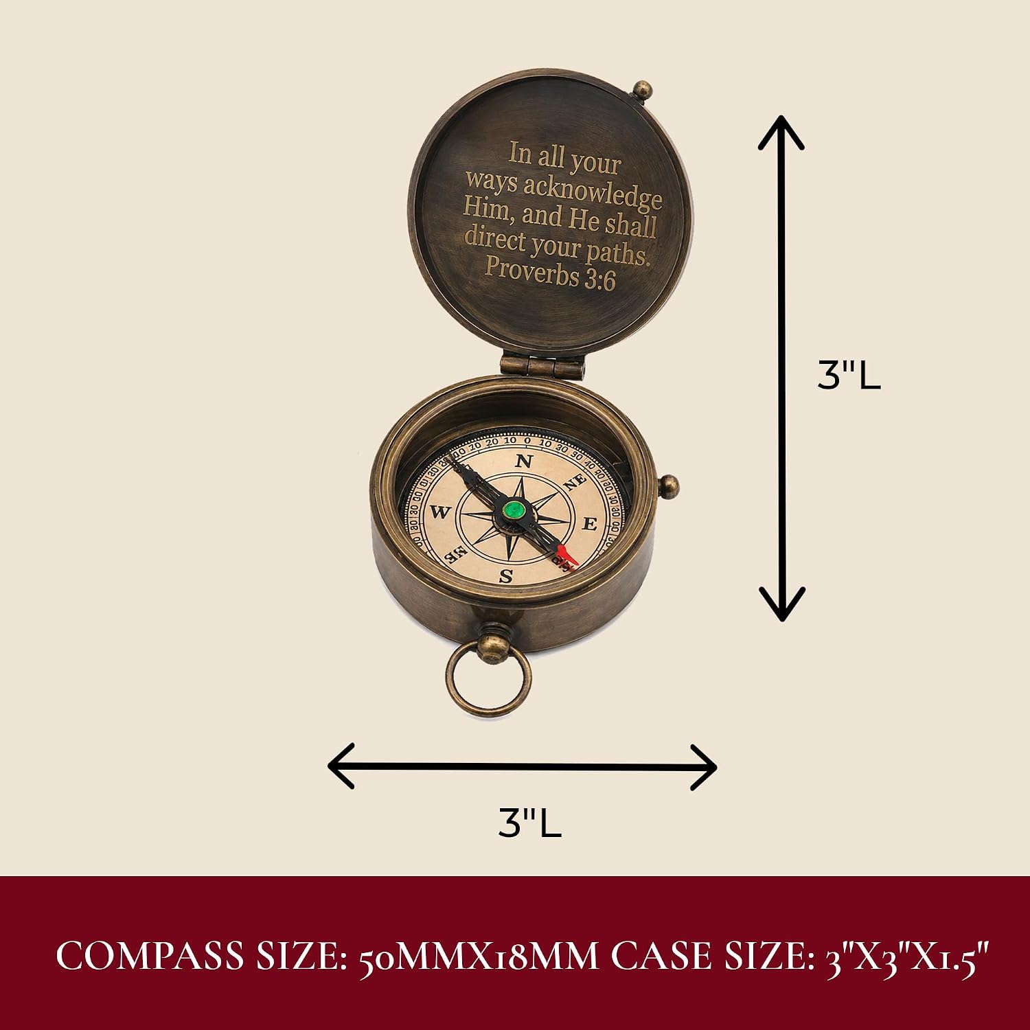 Baptism Gifts for Boys - Engraved Working Handmade Compass with Scripture - Religious, Christian, Catholic