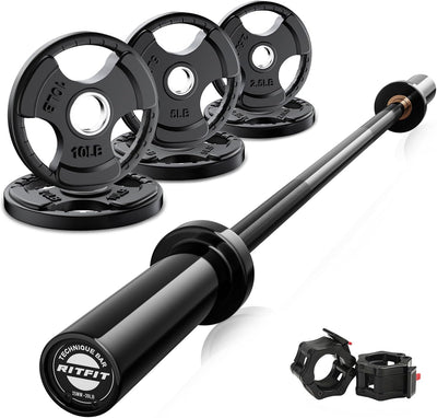 Barbell Weight Set - 4/6FT Olympic Barbell with Weight Plates (55-115LB Total) - Weightlifting Equipment for Squats