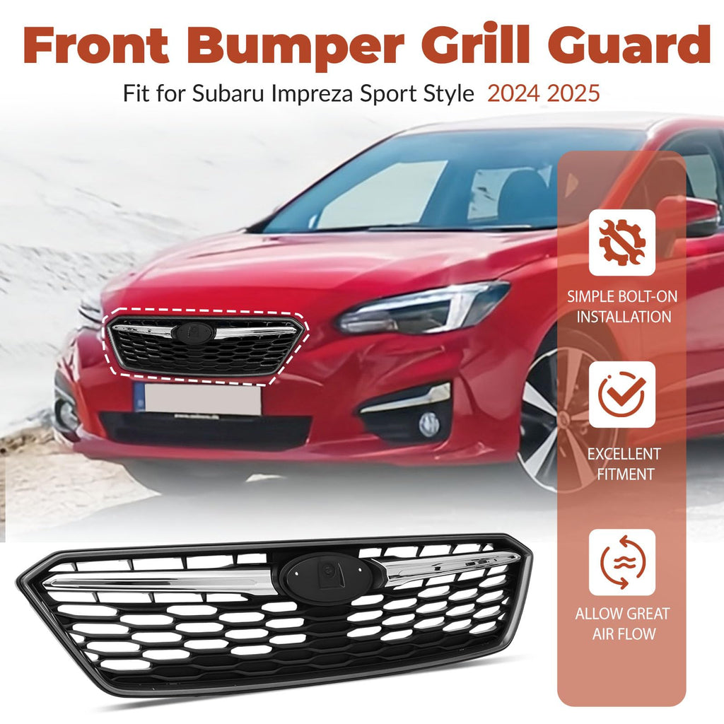Front Bumper Upper Grille Compatible with Subaru Impreza 2017 2018 2019