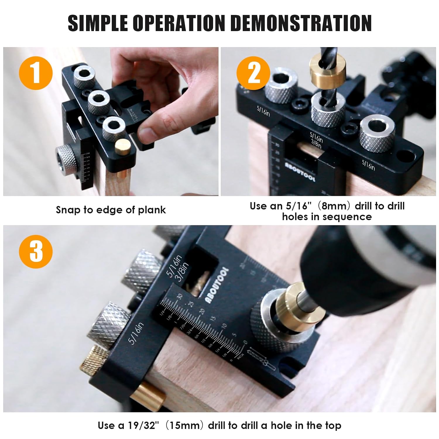 Self Centering Doweling Jig Kit - Dowel Jig Kit for Straight Holes, Adjustable Width Woodworking Joints Tool Drill