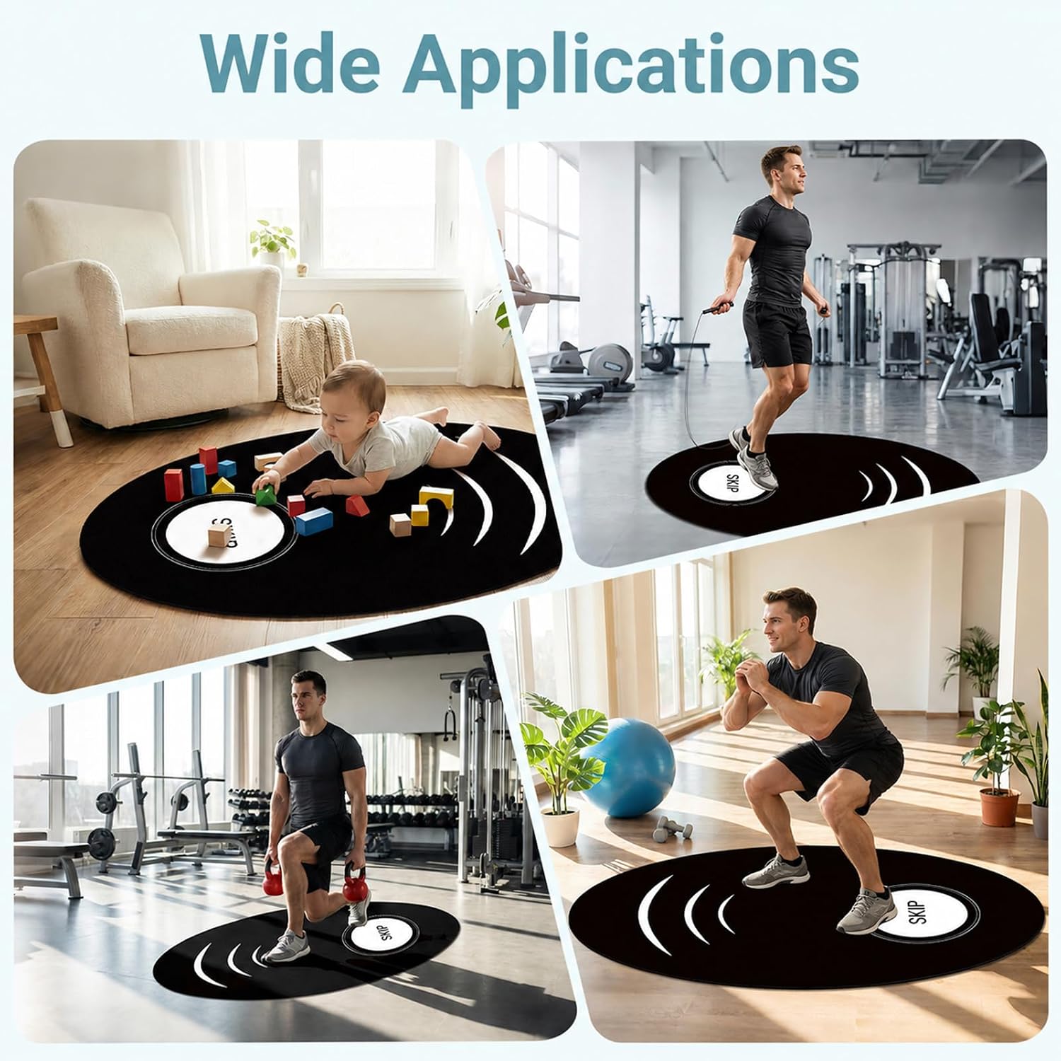 Jump Rope Mat，35.4 x 55.1 inch High-Density Rubber Exercise Mat, Non-Slip and Shock-Absorbing, Suitable for Indoor