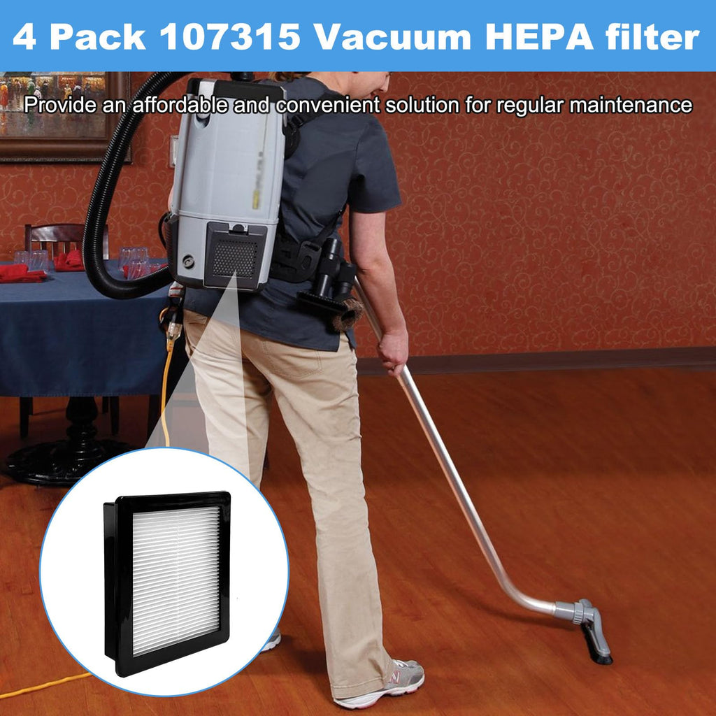 4 Pack 107315 Vacuum Filters for ProTeam Super Coach Pro 10