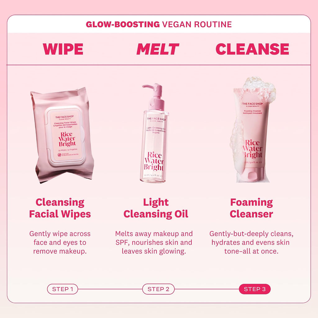 Rice Water Bright Foaming Cleanser, Hydrating Korean Face Wash with Ceramides, Deep Pore Cleansing, All Skin Types