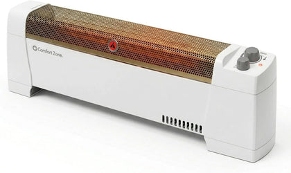 Comfort Zone Electric Baseboard Space Heater with Adjustable Thermostat, Dent-Proof End Panels, Overheat Protection