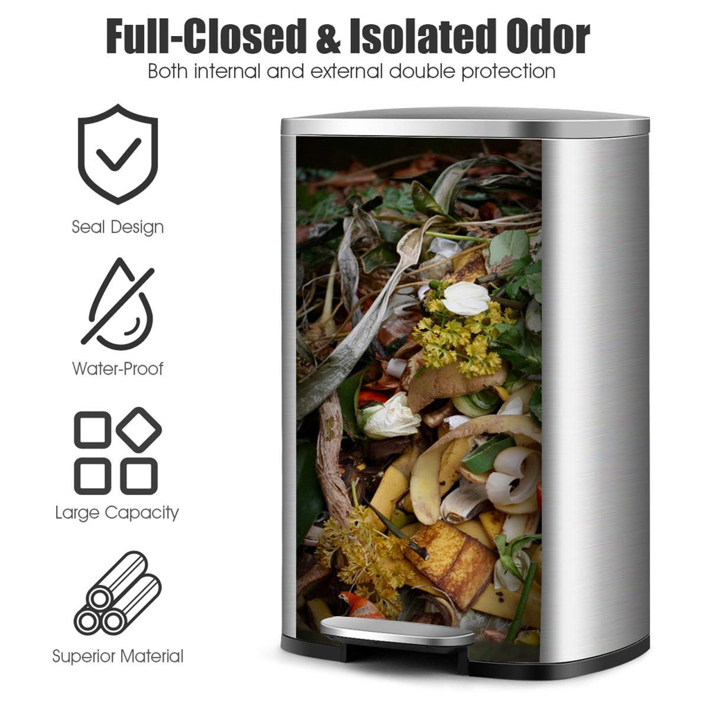 13.2 Gallon/ 50 L Kitchen Trash Can, Anti-Fingerprint Touchless Waste Bin with Soft-Closing & Stay Open, Step-On