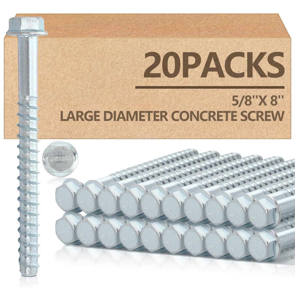20 Pack 5/8 x 8 Concrete Anchors and Screw Kits Galvanized