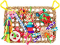 Bird Toys, Large Bird Foraging Wall Toy, Woven Climbing Hammock Mat | Natural Grass Mat, Edible Seagrass, Colorful