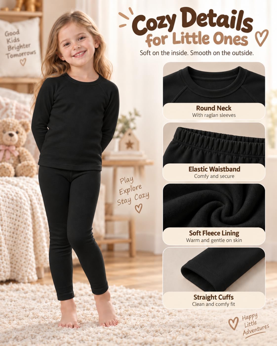 Toddler Thermal Set, Thermal Underwear for Kids, 18M-8Y