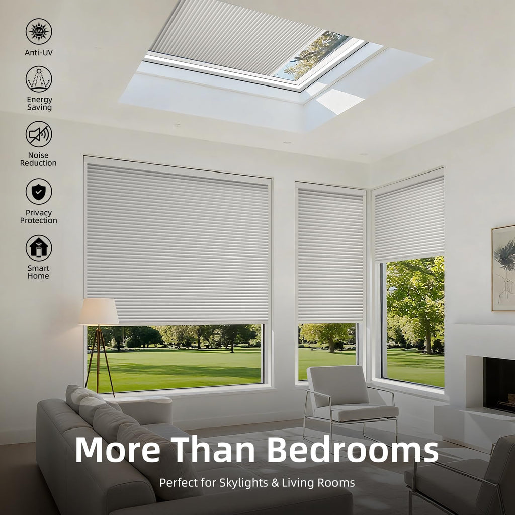 Motorized Blackout Cellular Skylight Shades Custom White