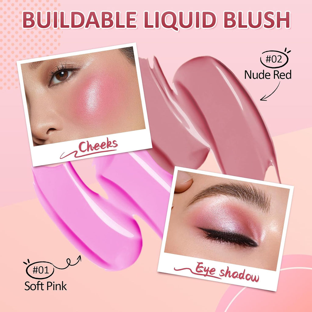 Liquid Blush Stick for Cheeks, Cream Matte Finish Face Makeup -Nude Red