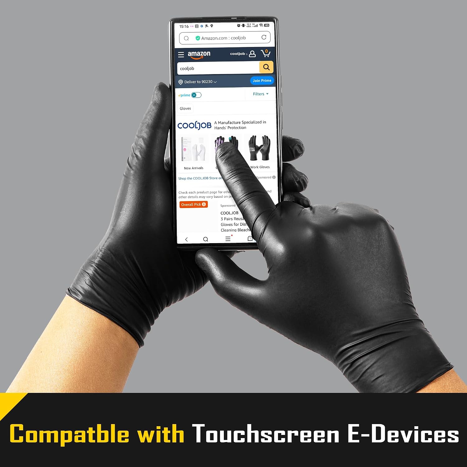 5 Mil Black Disposable Nitrile Gloves for Men, Heavy-Duty for Household Cleaning, Cooking, Working, Powder Free, S-XL