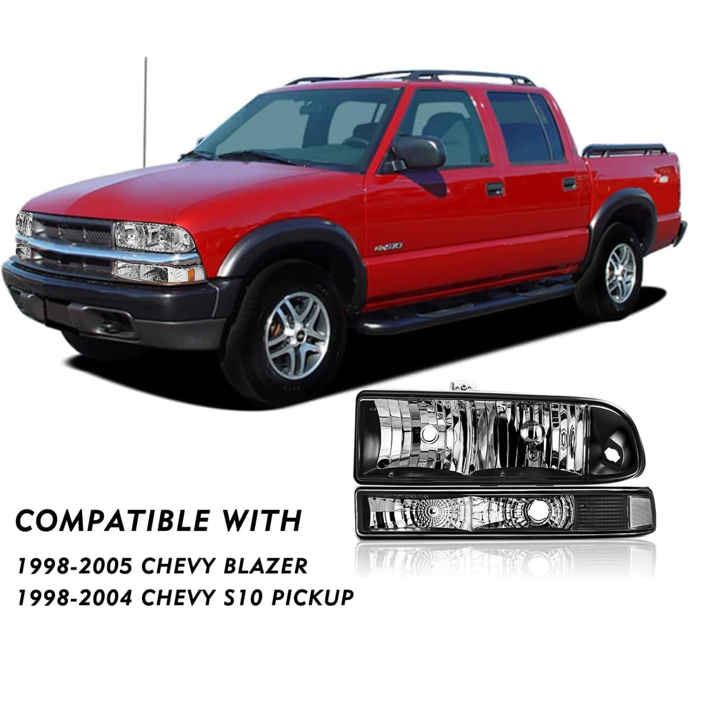 Headlights Assembly compatible with1998-2004 Chevy S10,1998-2005 Blazer